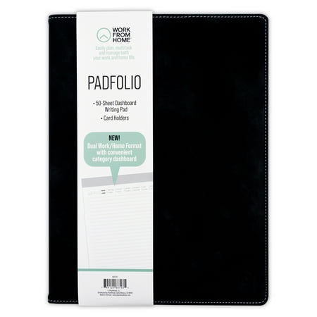 WORK FROM HOME Padfolio with Writing Notebook (9.75" x 12.25") Black