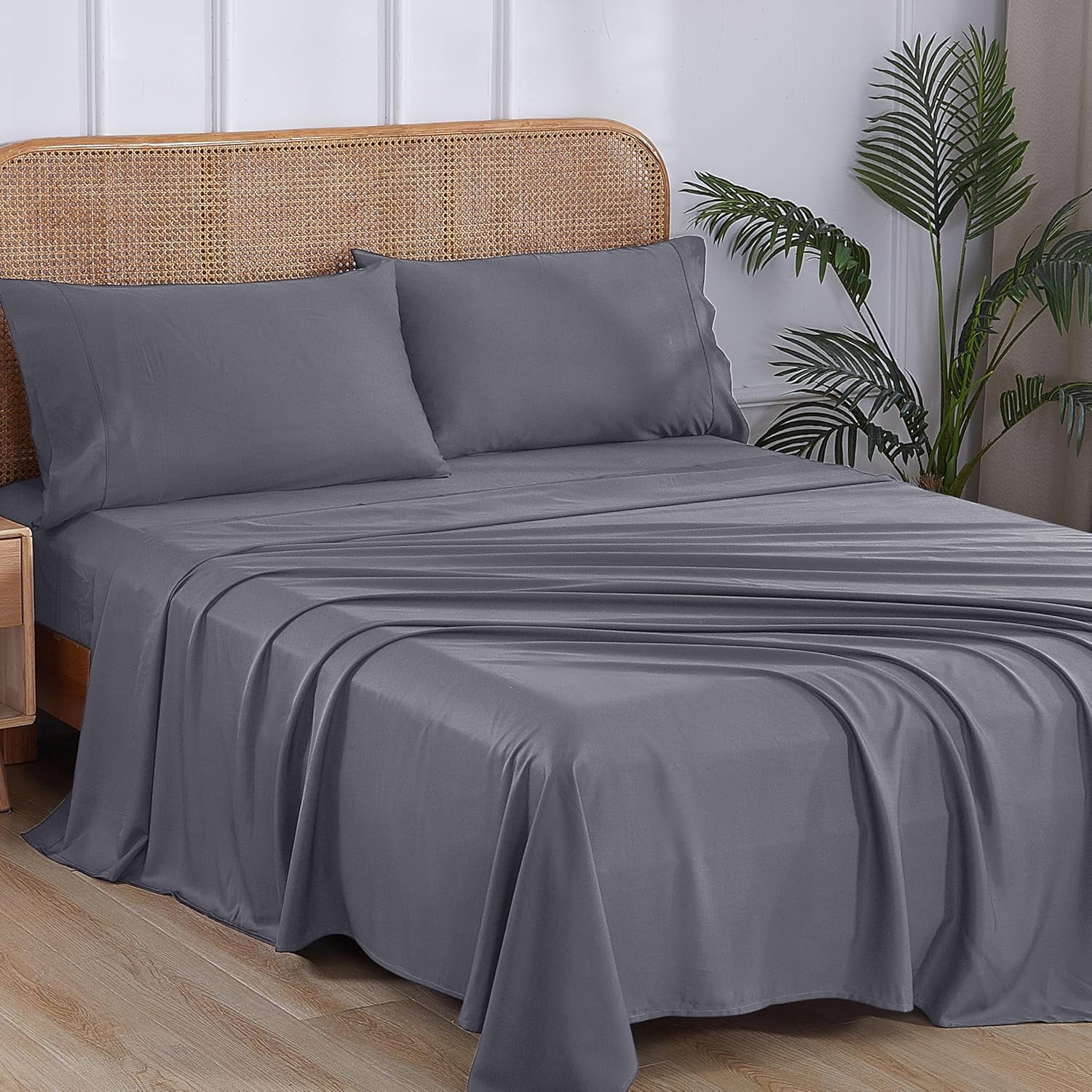 otnbgsr Bamboo Viscose Sheet Set Queen 2026 Upgrade 400 Thread Count Cooling Bed Sheets 16 Inch Deep Pocket Soft Breathable 4 Piece Set Navy Blue
