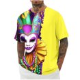 thumbnail image 2 of Jinhomg Mens Holiday Party T-Shirt Novelty Funny Mardi Gras Masks Graphic Tees Big and Tall Comfy 3/4 Sleeve Carnival Themed Tops 2025 Gifts Yellow M, 2 of 5