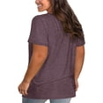 thumbnail image 2 of Langwyqu L-5XL Summer V Neck Criss Cross Shirt Women Plus Size Short Sleeve Solid Color Tops Tee, 2 of 5