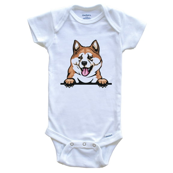 Akita Dog Breed Cute Baby Bodysuit, 0-3 months white