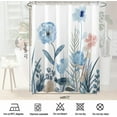 thumbnail image 6 of Blue Floral Shower Curtain Sets,White Blush Flowers Bathroom Shower Curtains,Spring Wildflower Plant Bath Curtains with 12 Hooks 72x72in,Waterproof Fabric, 6 of 6