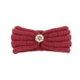 thumbnail image 3 of Baby Turban Head Wrap Headbands Girl Knitting Button Hairbands Stretchy Soft Yarn Cozy Warm Lined Elastic Bandana,Color:Watermelon Red, 3 of 4