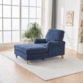 thumbnail image 3 of Mid-Century Chaise Lounge Chair, Modern Oversized Chair with Adjustable Backrest, Sleeper Sofa Chair with Soild Wood Legs for Bedroom, Living Room, 3 of 9