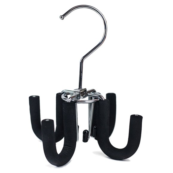 Huji Cintre Pivotant à 4 Crochets pour Ceintures, Cravates, Écharpes, Colliers, Porte-Monnaie, Organisateur de Vêtements, Rangement de Placard (1, Cintre Pivotant Noir)
