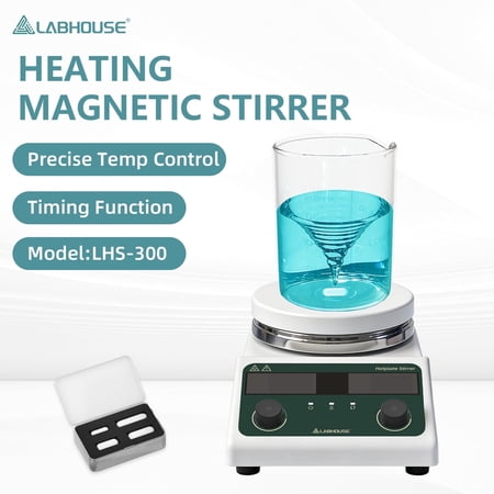 LABHOUSE LHS-300 Magnetic Stirrer Hot Plate with Probe – 5L Capacity, 300°C, 200-1500 RPM, 5.5" Hotplate for Lab Use