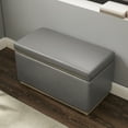 thumbnail image 3 of Linon Elta Rectangle Storage Ottoman, Gray Faux Leather, 3 of 10