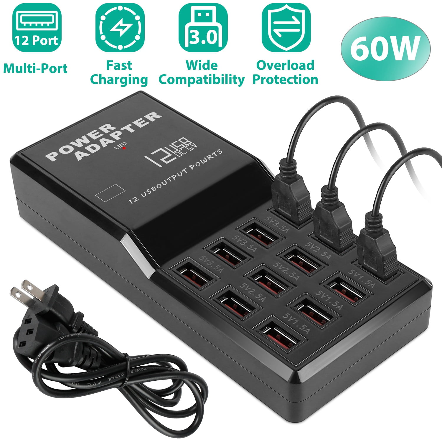 MultiPort USB Adapter, iMountek 12 Port USB Charging Station Hub with