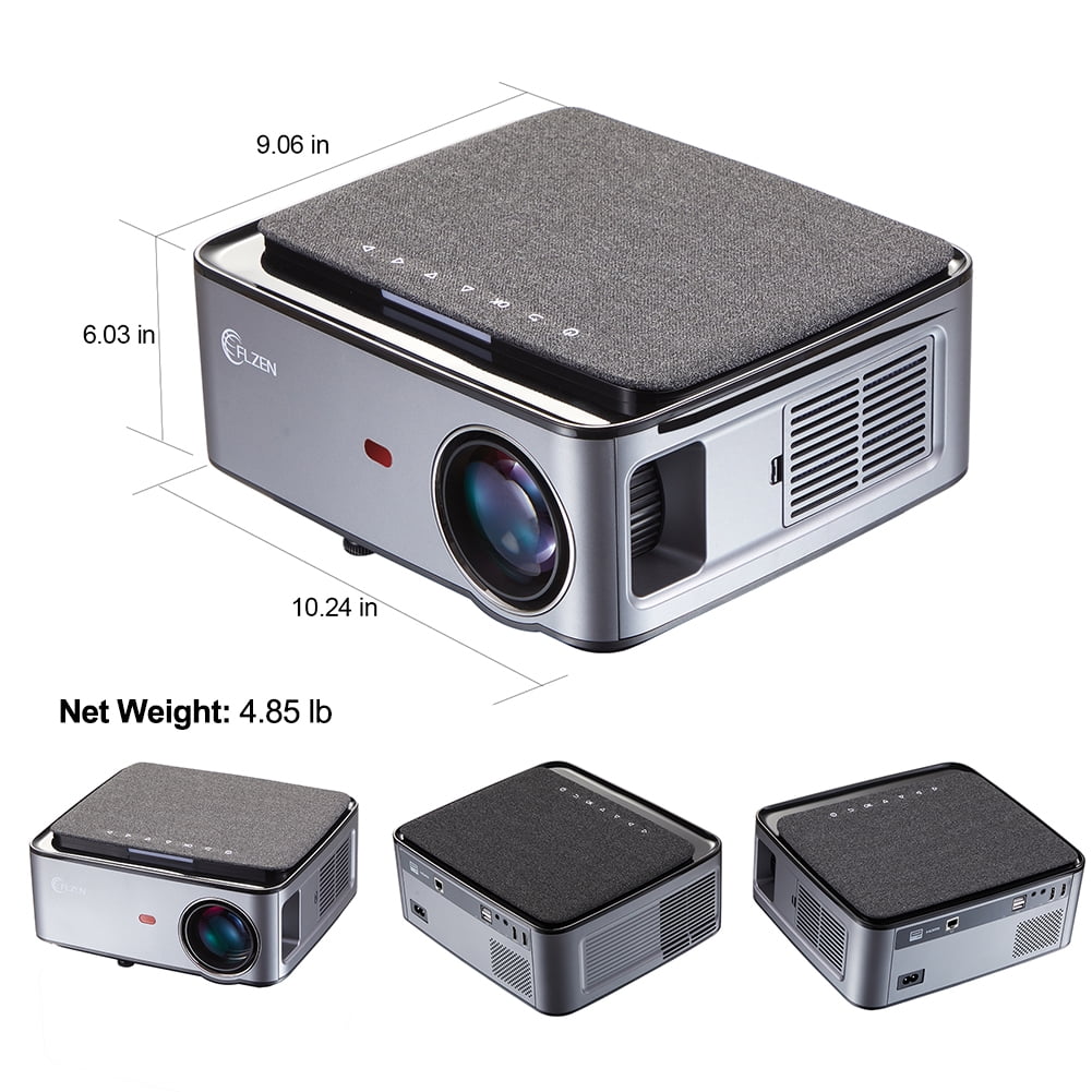 FLZEN MX 1080p LCD Multimedia Projector with HDMI Cable, Gray