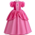 thumbnail image 4 of Vestido de princesa melocotón para niñas, disfraz de Barbie de película rosa, trajes de actuación en el escenario, ropa de fiesta de cumpleaños de carnaval para niños, 4 of 4