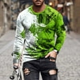 thumbnail image 2 of Leesechin Long Sleeve Shirts for Men Clearance Casual Crew Neck Pullover Printed T-Shirt Blouse Tops 2X Green, 2 of 5
