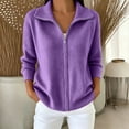 thumbnail image 2 of Womens Full Zip Knit Cardigan, Oversized Long Sleeve Ribbed Hem Knit Outerwear, Everyday Commute Sweater L, 2 of 5
