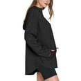 thumbnail image 2 of Sudadera con Capucha Extragrande para Mujer con Cremallera un Cuarto Estilo Túnica Ideal para Otoño e Invierno Ropa para Adolescentes, Estilo Preppy Negro XL, 2 of 10