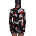 thumbnail image 2 of Women Long Sleeve Romper, V-neck Tight Bodysuit, Floral Print Pajamas, 2 of 6