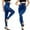 Blue, variant on Women's Casual Imitation Cowboy Leggings Bead High Elasticity Slim Cropped Pants