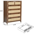 thumbnail image 2 of LEVNARY 5 Drawer Chest Dresser, Rattan Tall Dresser 5 Chest of Drawers Dressers for Bedroom, Wooden Storage Cane Cabinet with Metal Handles for Living Room Hallway (Walnut), 2 of 8