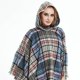 thumbnail image 4 of Chal con capucha a cuadros para mujer, manta, poncho, sudadera con capucha, chal con borlas, 4 of 5