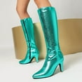 thumbnail image 2 of Mepaouo Knee High Boots for Women Stiletto High Heel Sparkle Zipper Long Tall Chelsea Boots(Green,9.5), 2 of 6