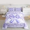 thumbnail image 2 of Feelyou Dreamy Princess Bowknot Bedding Comforter Set, Bohemian Damask Flower Twin Comforter Sets, Purple Fashion Bow Reversible Bedding Set, Microfiber Bedroom Decor, 2-Piece, 2 of 8