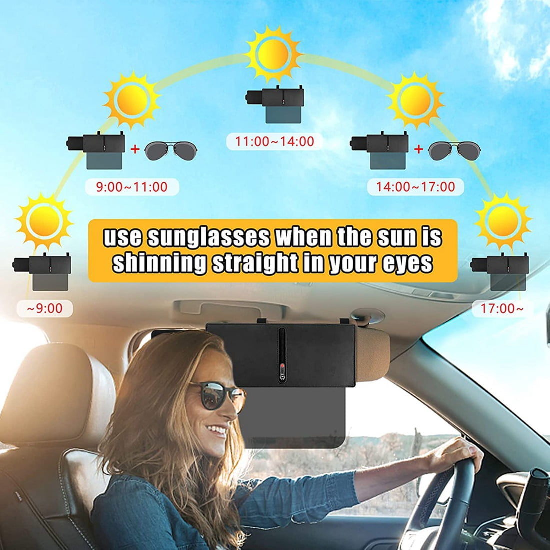 Pare Sol Pour Voiture Extension De Pare-soleil De Voiture, Panneau De Blocage Du Soleil En Cuir Fixation Interieure Anti Reflets Extension De Pare Soleil Reglable Pour Berline Camion Conduite De Jour Et
