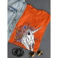 thumbnail image 3 of Unicorn Skull W Flowers T-Shirt Women -Smartprints Designs, Female 4X-Large, 3 of 4