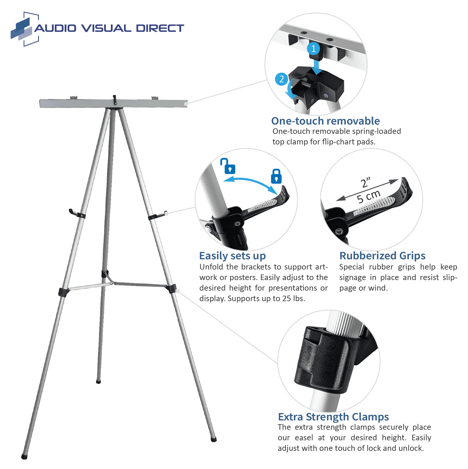 Audio-Visual Direct Lightweight Aluminum Flip-Chart Presentation Easel, Silver (4 Count)