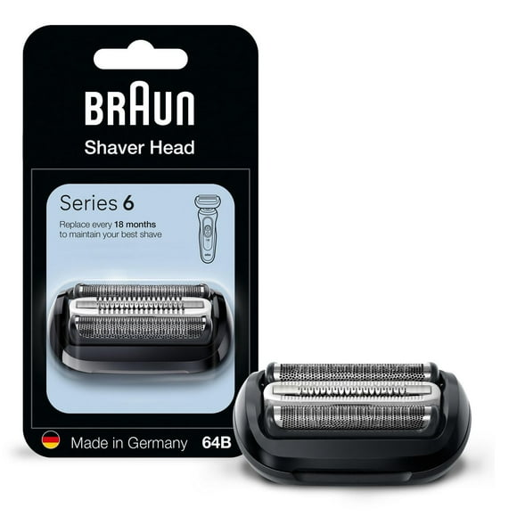 Braun Series 6 Electric Shaver Replacement Head with Sensitive Skinguard, Easily Attach Your Shaver Head, Compatible with next Generation Series 6 Shavers, 64B, Black