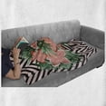thumbnail image 5 of Hibiscus Soft Flannel Fleece Throw Blanket, Tropical Floral Graphic on Chevron, Cozy Plush for Indoor and Outdoor Use, 60" x 80", Coral Multicolor, by Ambesonne, 5 of 5