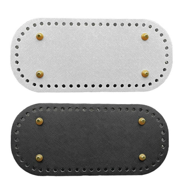 2x Bolsas de tejer de cuero para bricolaje, alfombrilla inferior, inserción de Negro + blanco Zulema bolsos fondos para crochet