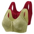 thumbnail image 1 of Timegard 2pc Bras for Women Lace Flower Front Closure Button Full Support Comfortable Wirefree Seniors Bras, 1 of 2