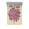 thumbnail image 2 of Ambesonne Vintage Fitted Sheet & Pillow Sham Set, Dahlia Flower Bohemian, Twinxl, Purple Khaki, 2 of 3