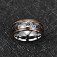 thumbnail image 2 of Wedding Rings Men & Women. 8mm Silver & Wood Tungsten Band Silver Gears, 2 of 5