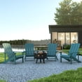 thumbnail image 2 of Flash Furniture Charlestown 5 Pcs Iron Wood Burning Fire Pit Set With Adirondack Chairs, Sea Foam, 2 of 12