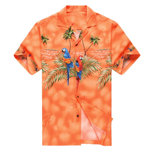 Made in Hawaii Men's Hawaiian Shirt Aloha Shirt Orange with Matching ...