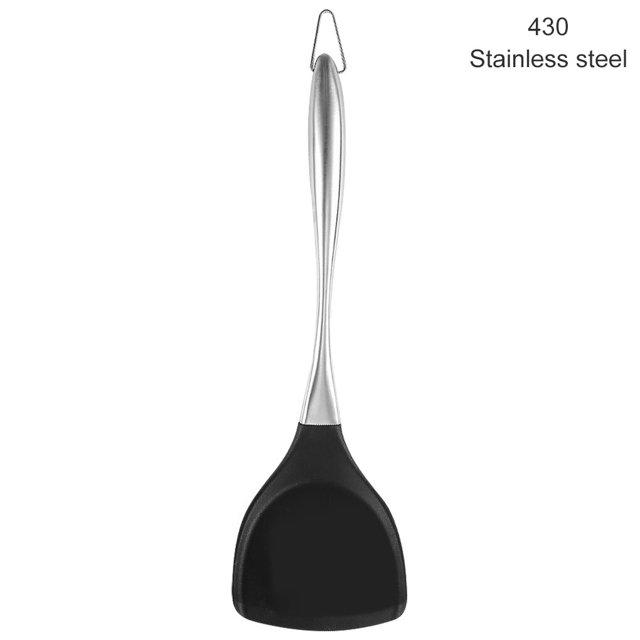 ziyahi Solid Turner Silicone Cooking Spatula Stainless Handle Heat Resistant Kitchen Utensil, Solid Turner