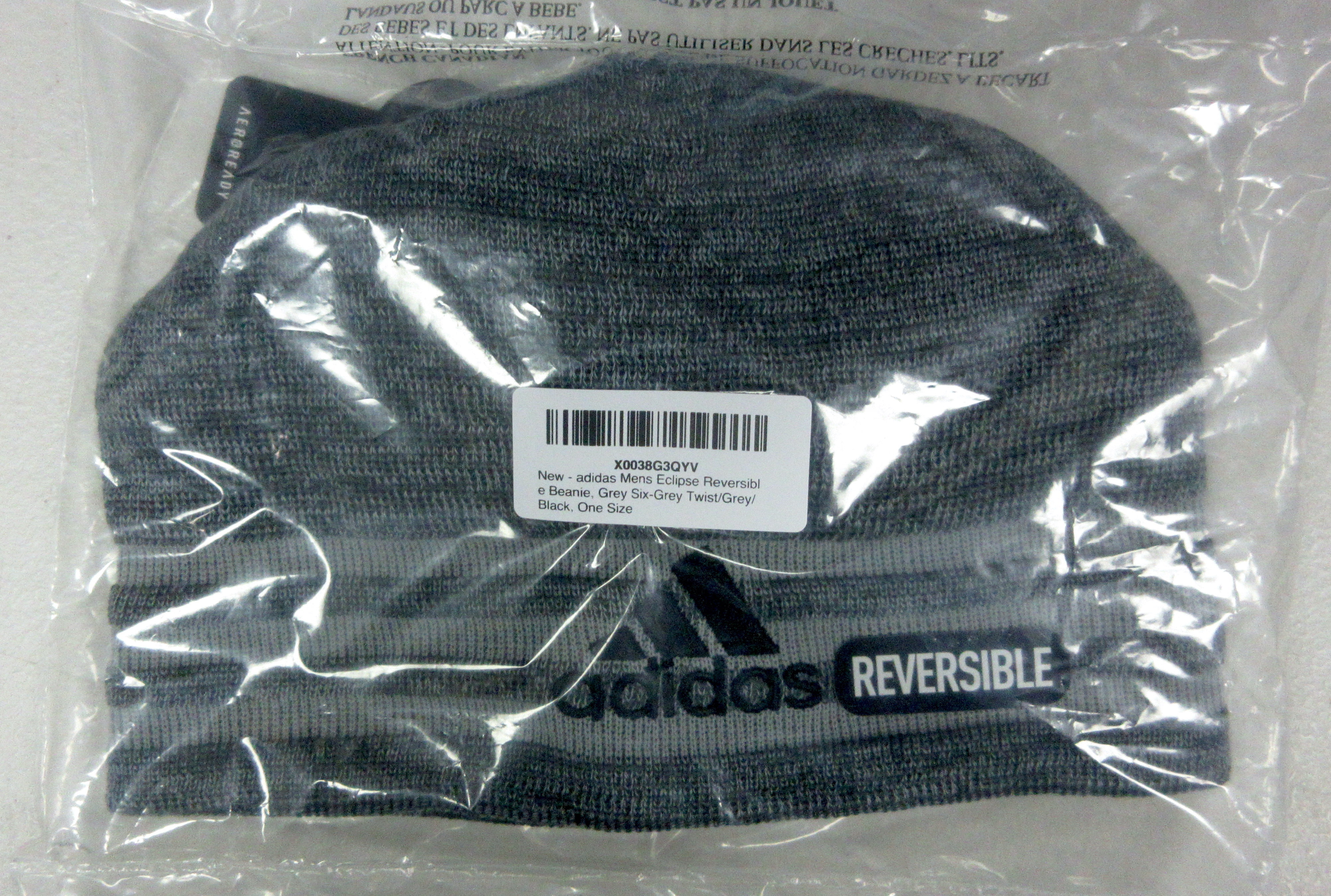 adidas Men's Eclipse Reversible 3 Beanie, Black/Onix Grey/Grey, One Size at   Men's Clothing store