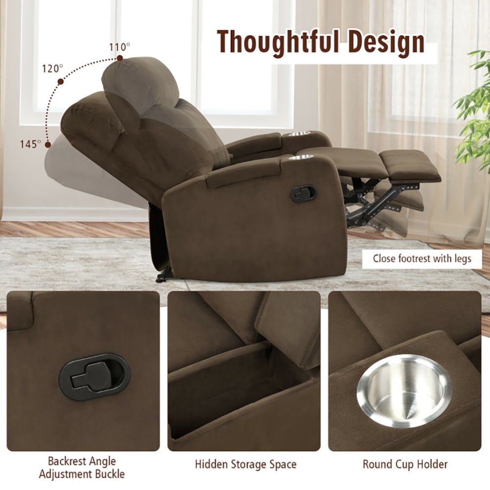 Finihen Recliner Chair, Single Sofa Lounger with Arm Storage and Cup Holder, for Living Room, Bedroom, Coffee Finihen Recliner Chair, Single Sofa Lounger with Arm Storage and Cup Holder, for Living Room, Bedroom, Coffee