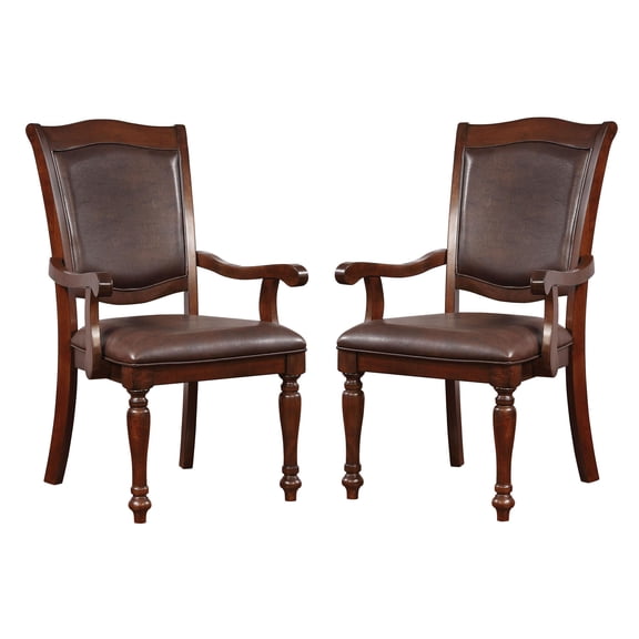 Furniture of America Simmons Wood Dining Arm Chair in Brown Cherry (Set of 2)