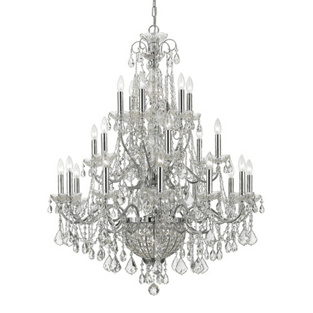 

Chandeliers 24 Light With Polished Chrome Clear Hand Cut Crystal Brass 37 inch 960 Watts - World of Lighting