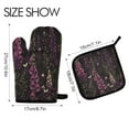 thumbnail image 2 of Yayeee Oven Mitts and Pot Holder Set of 2 Heat Resistant Kitchen Gloves Baking Hot Pad, Dark Purple Floral Pattern, 2 of 5