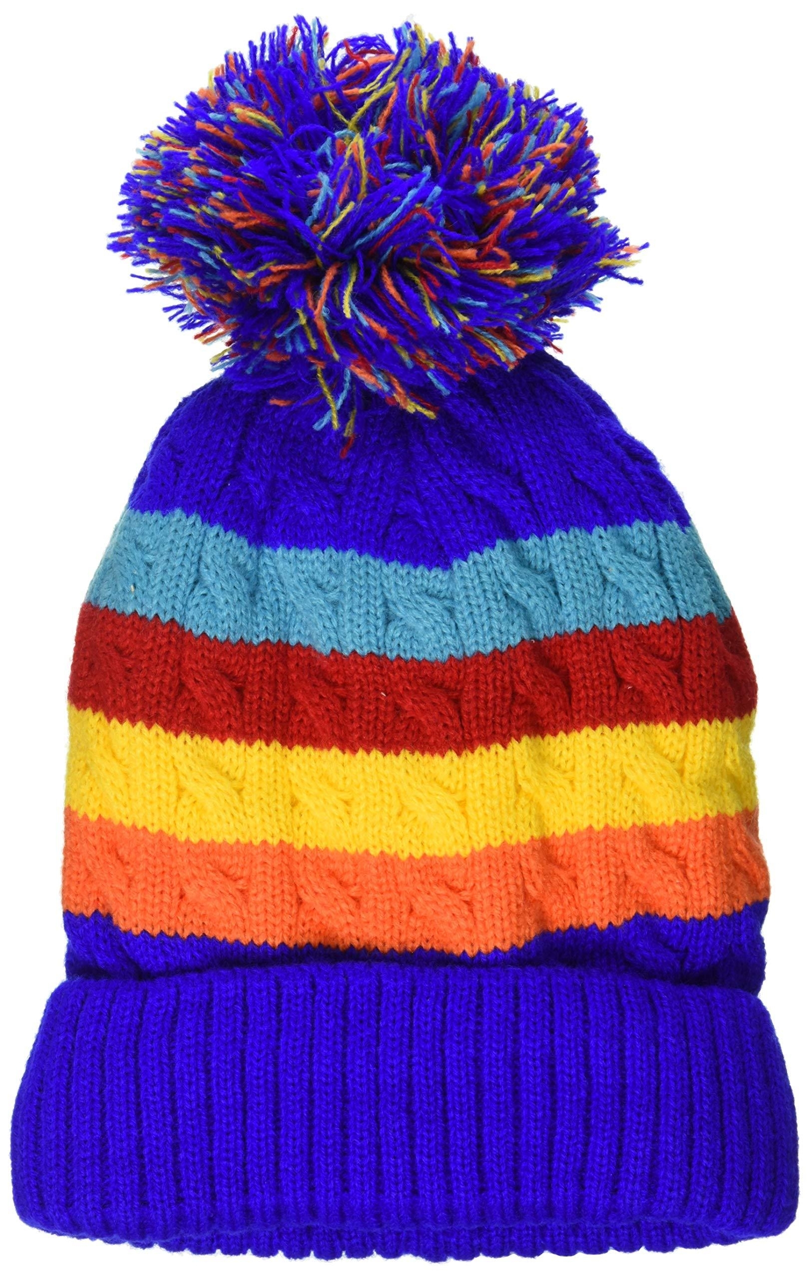 PC Kids Toddler Sherpa Faux Fur Lined Winter Pom Hat Beanie 2-4 Multi-Color