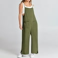 thumbnail image 7 of Hvot&aat Women's 2025 Summer Cotton Linen Jumpsuits Casual Loose Sleeveless Split Wide Leg Pants Romper Overalls with Pockets, 7 of 7