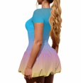 thumbnail image 3 of Women's Gradient Short Sleeve Mini Skater Dress Casual Fit and Flare Party Graduation Dress, 3 of 5