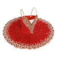 thumbnail image 2 of IBTOM CASTLE Girls Ballet Leotards with Platter Tutu Professional Hard Organdy Camisole Skirt Dancewear 11-12 Years Red, 2 of 7