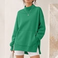 thumbnail image 6 of Dwellite Mock Neck Sweatshirt for Women Fall Turtleneck Long Sleeve Tops Oversized Pullover for Daily Wear,Sports,Going Out Green L, 6 of 6