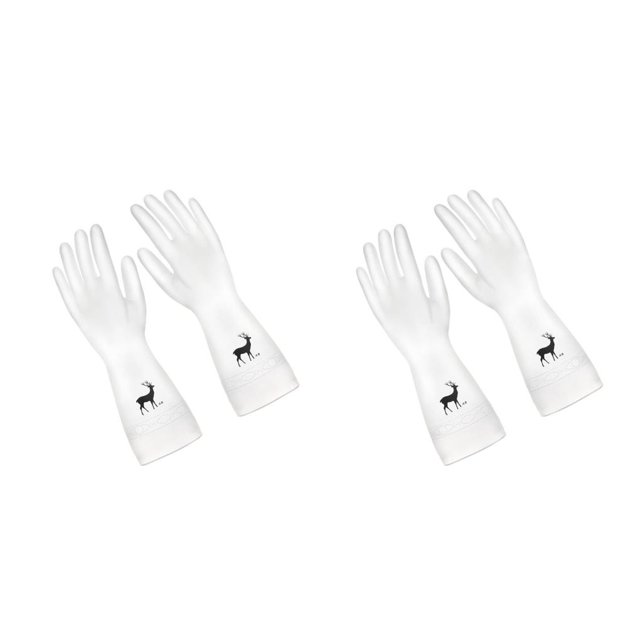 Ounissouiy Guantes de limpieza Cocina Látex Lavavajillas Estilo simple Resistente al desgaste Protector de manos transparente Baño Hotel Type2 NO2