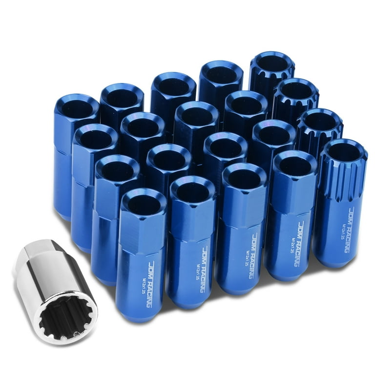 DNA Motoring Aluminum Wheel Lug Nuts, M12x1.25, Lock Nuts and Key