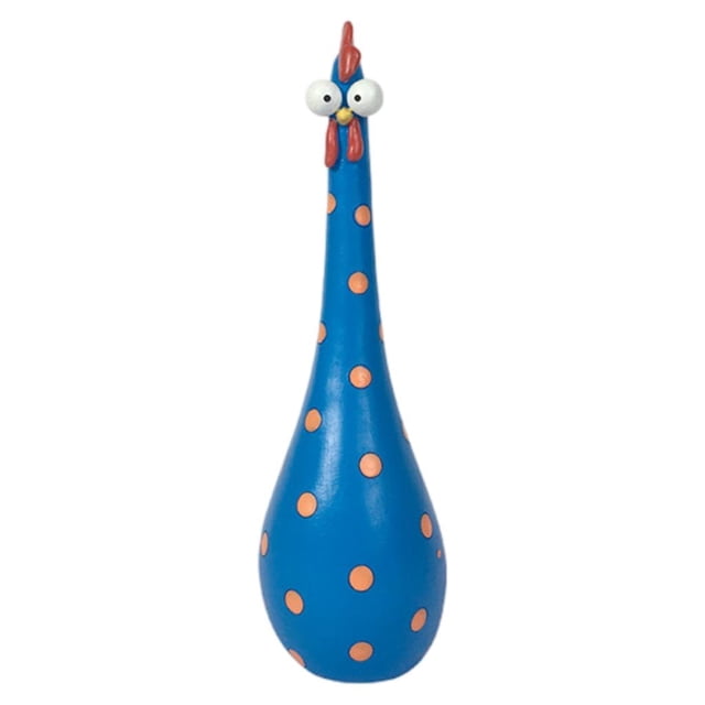 Estatua de gallo de resina de 22 cm, figura de gallina de escritorio, jardín o estantería, estilo caricatura. Azul