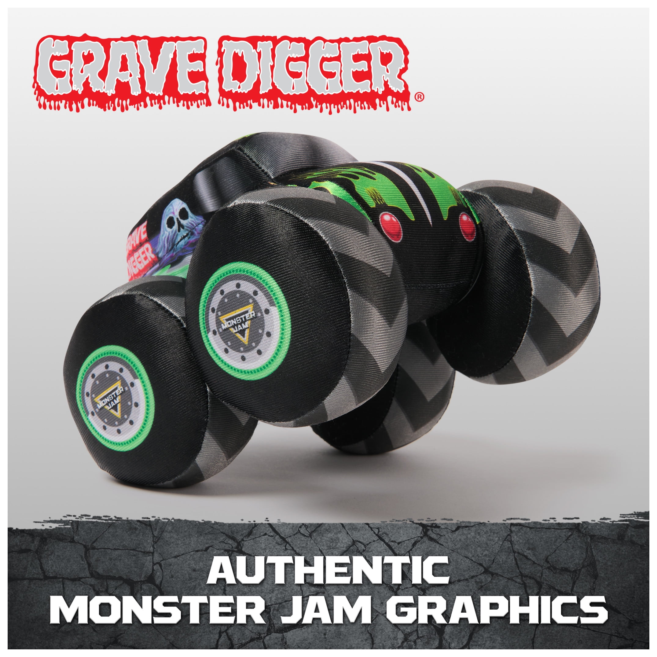 Monster Jam Grave Digger Plush Truck with Sound Effects, Plush Toy for Ages 3 and Up, 7”