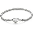 thumbnail image 3 of murtoo initial heart bracelet stainless steel snake chain letter charm jewelry 7.5 inch for women, 3 of 10